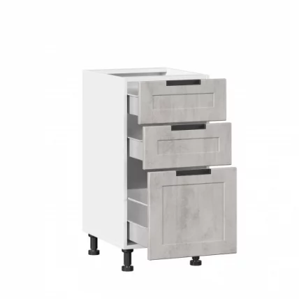 Тумба кухонная 400 с 3 ящиками (4) Джамис ЛД 296.110.000.007 Белый Белый камень_1