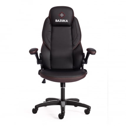 Кресло офисное BAZUKA кож/зам, черный/черный перфорированный/коричневый, 36-6/36-6/06/36-36_4