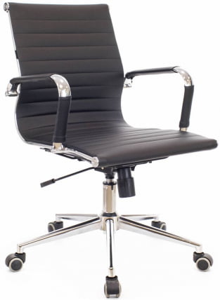 Кресло для персонала Leo T экокожа Черный_3