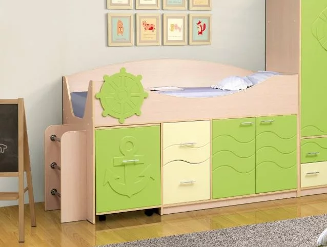 Уголок школьника Юниор-12.1 МДФ матовый Дуб молочный/Светло-зеленый/Ваниль_0