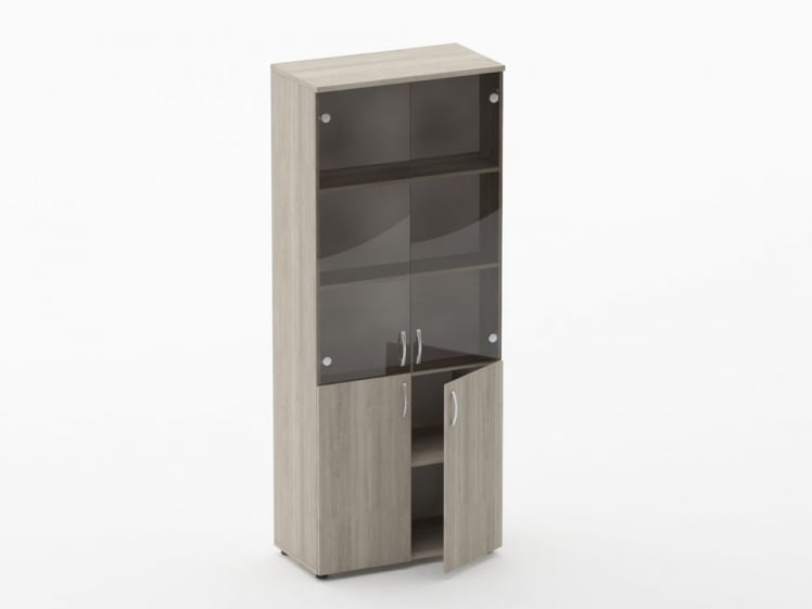 Шкаф высокий со стеклом Glassy 6.19.151 Дуб сантана светлый_1