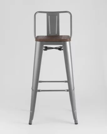 Стул барный Tolix Wood 75.5  со спинкой Серебристый_2
