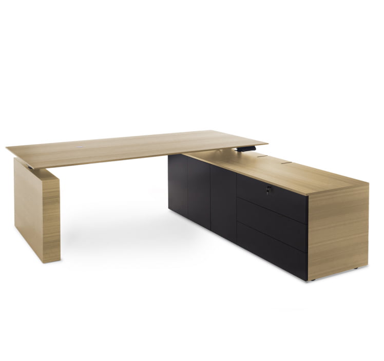 TESLA Стол письм. с тумбой DX СВ.ЭВКАЛИПТ/ЧЕРНЫЙ 110 102 ECL-L BL_0