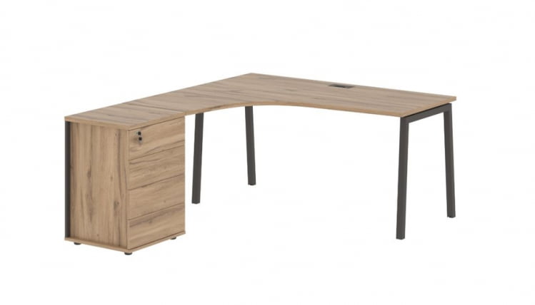 Стол эргономичный с тумбой (левый) EDIS ELCET 1518 L Дуб Денвер светлый Мокко_0