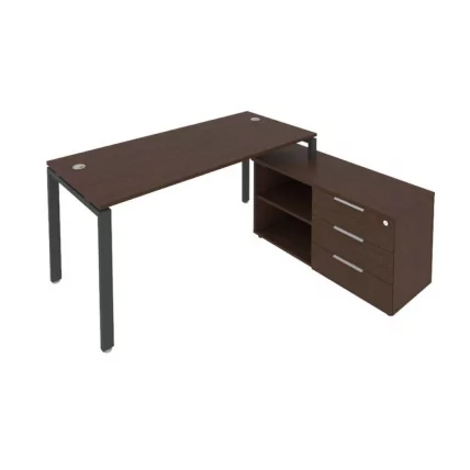 Рабочая станция на П-образном м/к с опорной тумбой правая Metal System Б.РС-СТС-2.4 Пр Венге/Антрацит_0