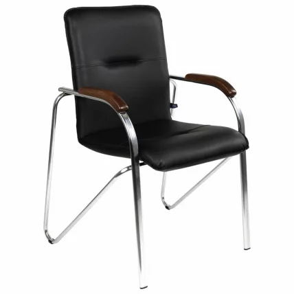 Кресло для приемных Samba хром кожзам Черный_4