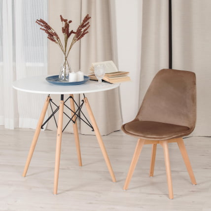 Стул TULIP SOFT (mod. 74) вельвет/дерево , 54 х 47 х 83 см , коричневый (HLR11)/натуральный_8