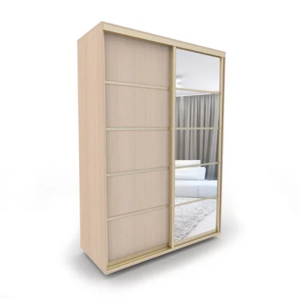 Шкаф-купе 2-х дверный Акцент-Квадро Д 1400х600  Дуб молочный/Золото_0