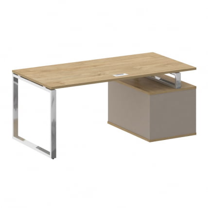 Стол руководителя с опорной тумбой , левый SHIFT SK.SRT-180 (L) Тиквуд Светлый/Капучино_1