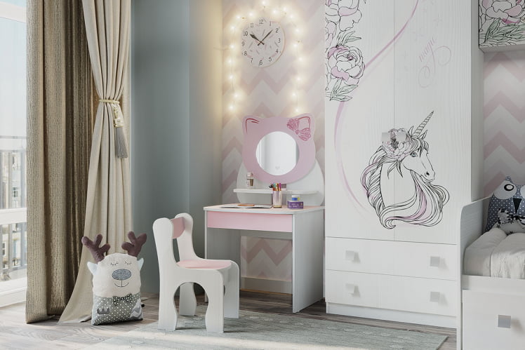 Набор детский Котенок MK-0016 белый рамух/розовый_2