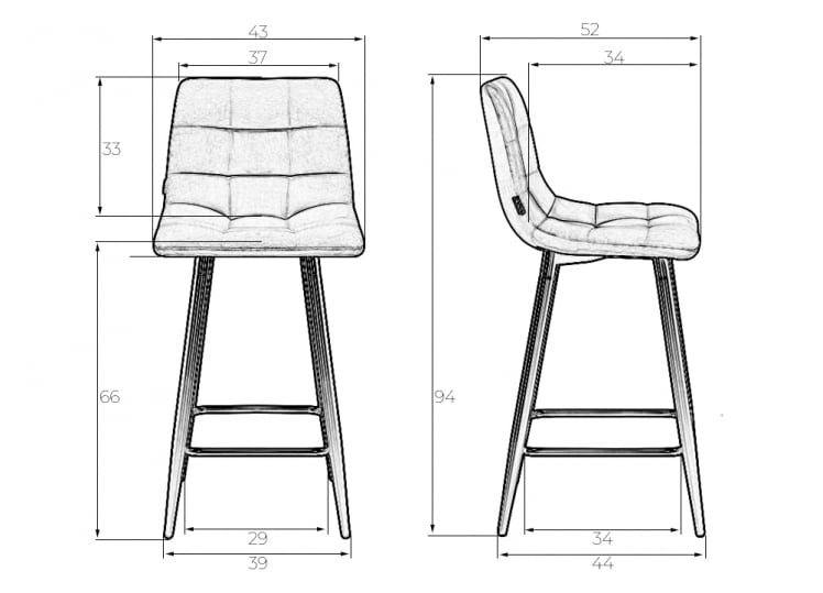Стул полубарный DOBRIN OLIVIA (черные матовые ножки, темно-серый велюр (108-91))_8