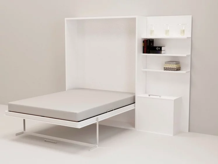 Откидная кровать с полкой Смарт 1 К 1400+П правая Ясень шимо темный_1