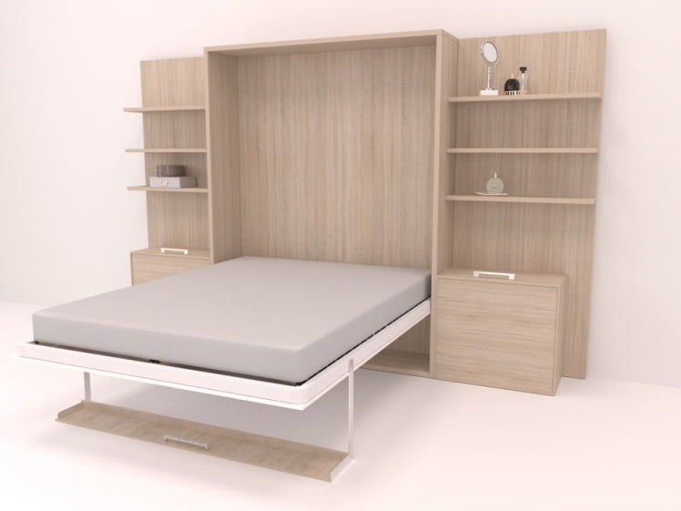 Кровать-трансформер Смарт 1 откидная с полками К 1400 Ясень шимо темный_1