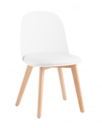 Стул Fog с подушкой Белый деревянные ножки_0