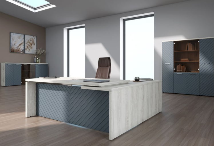 Кабинет руководителя Torr LUX №4 Сосна Эдмонд Серо-голубой_0