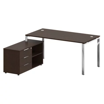 Стол рабочий руководителя с опорной тумбой левый METAL SYSTEM DIRECT БГ.СРТ-4.8 Л Венге Цаво_0