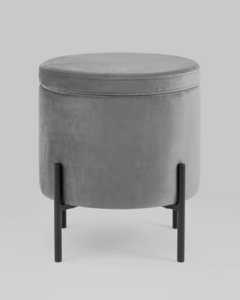 Пуф Грейс с ящиком велюр Серый_2