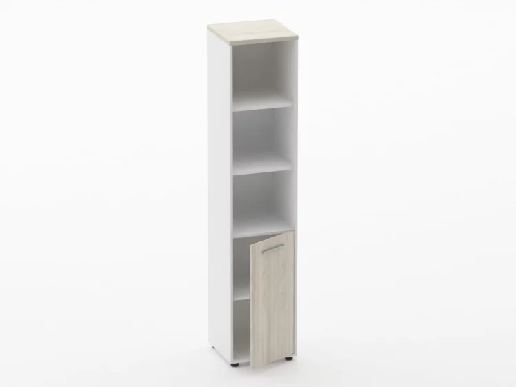 Шкаф 4 узкий верх открытый, низ закрытый Deka 10.19.11Пр Дуб Сантана светлый/Белый_1