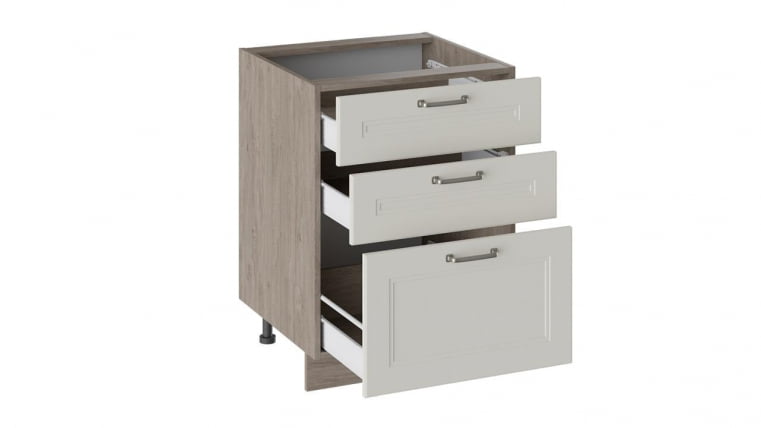 Шкаф напольный с 3-мя ящиками Одри Н3Я_72-60_3Я Дуб Сонома трюфель/Бежевый шелк_1