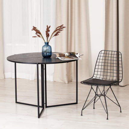 Стол складывающийся YOOP (mod. 1202) ЛДСП+меламин/металл, 100 х 100 х 72 см, черный мрамор/черный_5