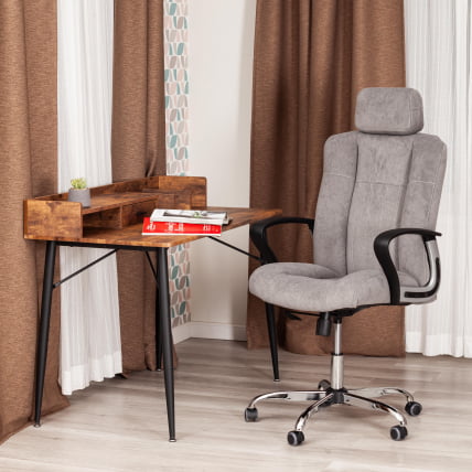 Кресло OXFORD хром флок , серый, 29_11