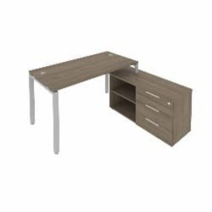 Рабочая станция на П-образном м/к с опорной тумбой правая Metal System Б.РС-СТС-2.3 Пр Вяз/Серый_0