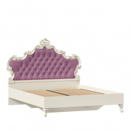 Кровать двуспальная 1600 с подъемным механизмом с мягким изголовьем Маркиза ЛД 517.340.000.001 Алебастр Шампань Сиреневый_2