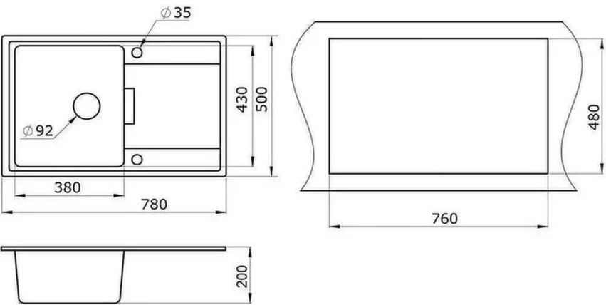 Кухонная мойка GRANULA 7804 Шварц_1