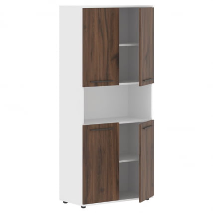 Шкаф с двумя комплектами глухих малых дверей EDIS EHCS 85.4 Дуб Денвер темный Мокко Белый_1