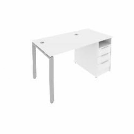 Рабочая станция с опорной тумбой Metal System Б.РС-СТП -1.1 Белый/Серый_0