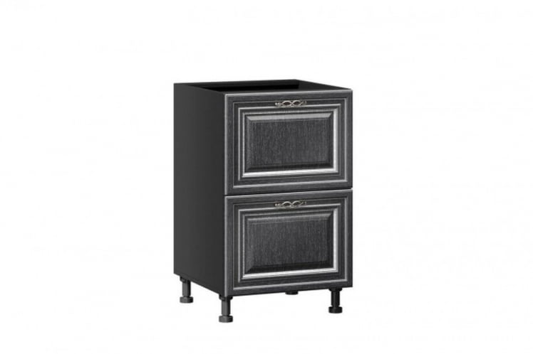 Тумба кухонная 500 с 2 ящиками (4) Италия ЛД 275.126.000 Черный Дуб темный_0