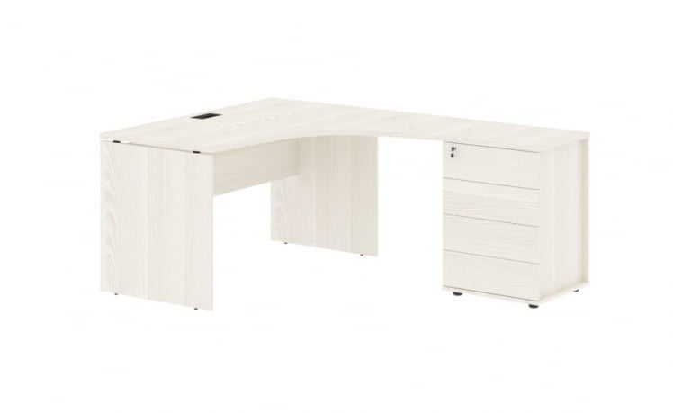 Стол эргономичный с тумбой правый EDIS EDCET 1318 R Ясень Траун Черный_0