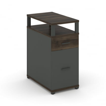 Тумба опорная/приставная с ящиком, распашным фасадом и надставкой CONCEPT CN.TGO-006 B/W Дуб Мали Антрацит_0
