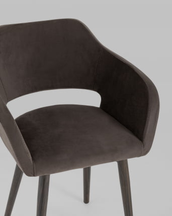 Стул с подлокотниками Саймон велюр Темно-коричневый_7
