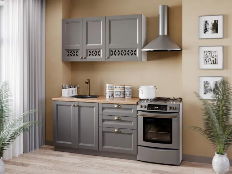 Тумба кухонная 800 с 3 ящиками ЛЮКС (4) Амели-3 ЛД 299.930.000.071 Белый Оникс серый_2