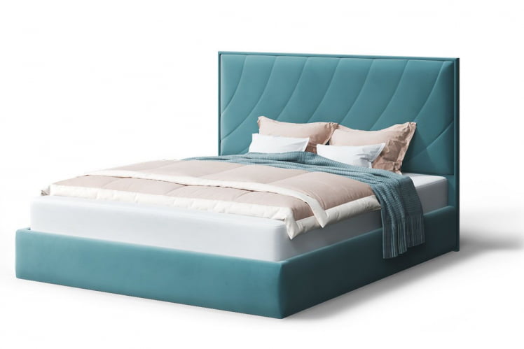 Кровать СОФИЯ 2000*1600мм (без опор), велюр NEO 22 (бирюзовый), (б/основания, б/матраса)_0