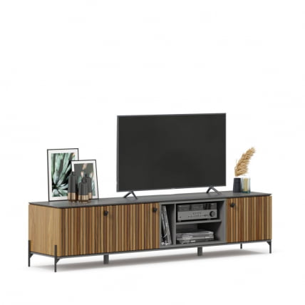 Тумба ТВ 2000 Элиот ЛД 414.010.000 Оникс Серый/Орех фактурный_0