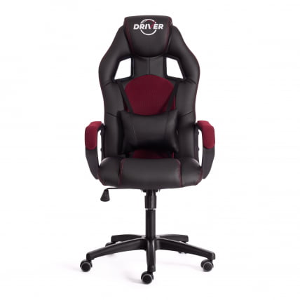 Кресло DRIVER (22) кож/зам/ткань, черный/бордо, 36-6/TW-13_4
