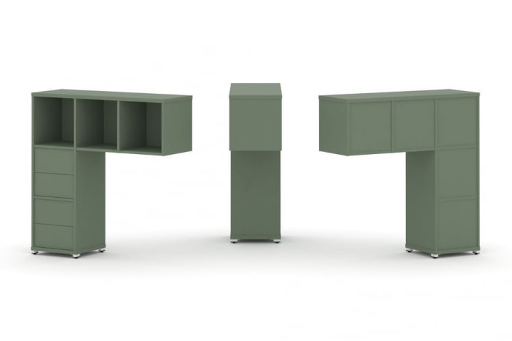 Надставка на стол низкая односторонняя + задняя стенка (5шт.) + блок с 2-мя ящиками (2шт.) CONCEPT CN.ONN-003 Кобо Белый металл_0