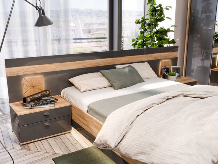 Кровать двуспальная 1800 с подъёмным механизмом Фиджи ЛД 659.083.000 Дуб Золотой Антрацит_4