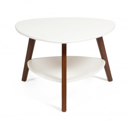 Стол журнальный CAROLL МДФ/дерево, 77*78*50 см, Белый (ножки орех)_1