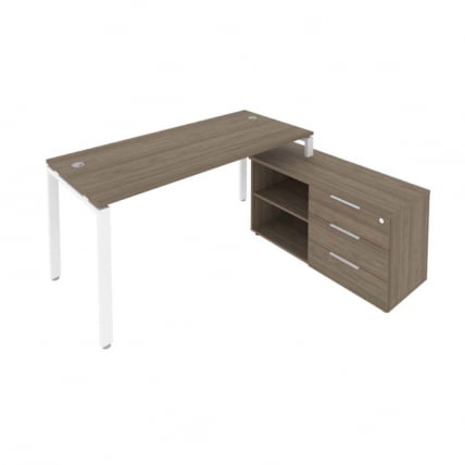 Рабочая станция на П-образном м/к с опорной тумбой правая Metal System Б.РС-СТС-2.4 Пр Вяз/Белый_0