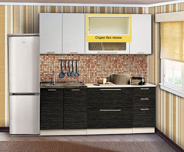 Кухонный гарнитур Диана 7 1.8 м Страйп белый/Страйп черный_2