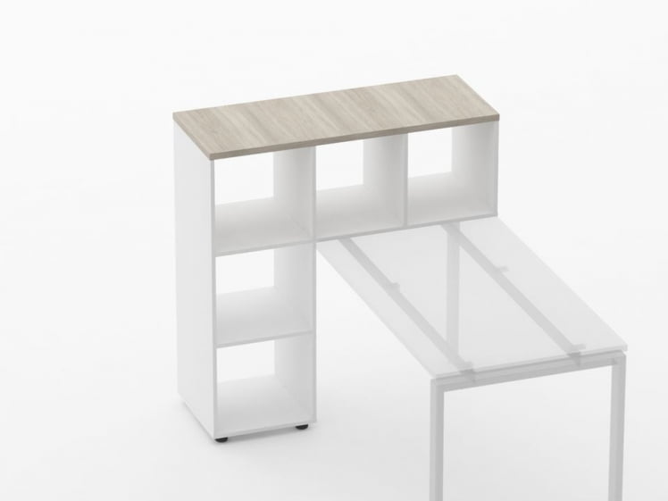 Стеллаж к столу Deka 9.07.11 Дуб Сантана светлый/Белый_2