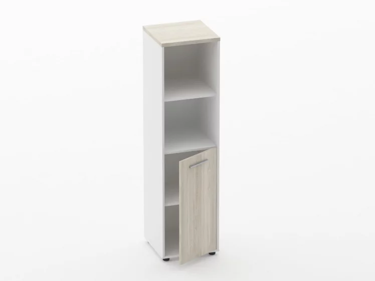 Шкаф 3 узкий 2 полки открытые, 2 полки закрытые Deka 10.16.11Пр Дуб Сантана светлый/Белый_1