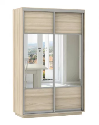 Шкаф-купе двухдверный Экспресс Дуо Комби 1400х2400h Ясень шимо светлый_0