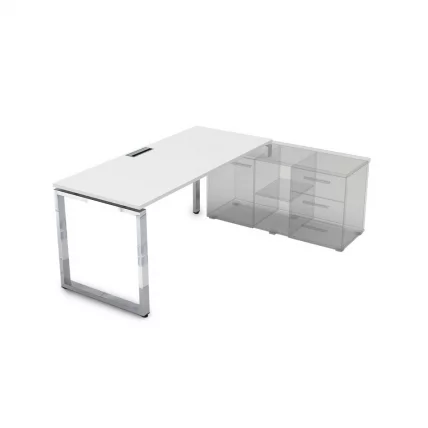 Стол рабочий, прямолинейный три опоры, правый GLOSS LINE НСТП-О.985 Белый Премиум_0