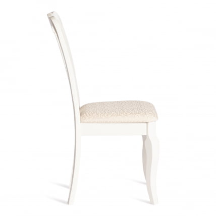 Стул Афродита/ Aphrodite дерево гевея, 46х54х99см, Ivory white, ткань кремовая с рисунком (А04)_1