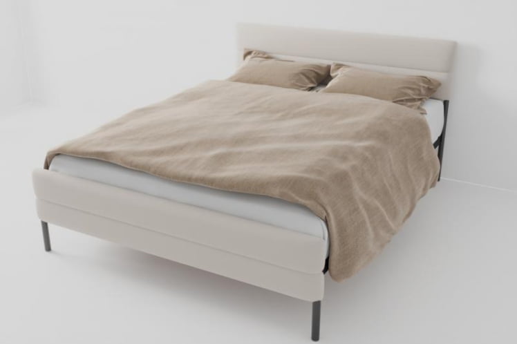 Кровать "Горизонт Мини" с ортопедическим основанием Цвет фасада: Бежевый; Цвет корпуса: Чёрный; Материал фасада: Металл/Велюр; Размер: 900х2000 мм; Спальное место: 900х2000 мм _0