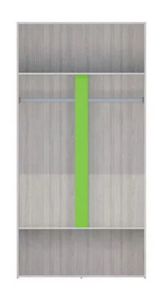 Шкаф двустворчатый с ящиками Палермо Юниор 07 Белый глянец Ясень шимо светлый Зеленый_3